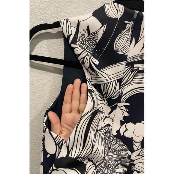 KEEPSAKE Black Navy Blue Floral Sleeveless Mini Dress - Picture 4 of 6